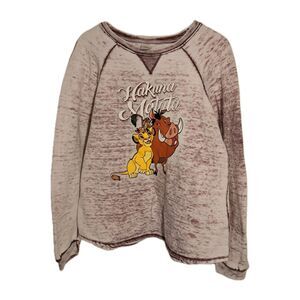 Disney Womens Top Hakuna Matata Graphic Print Shirt Crew Casual Women Size L